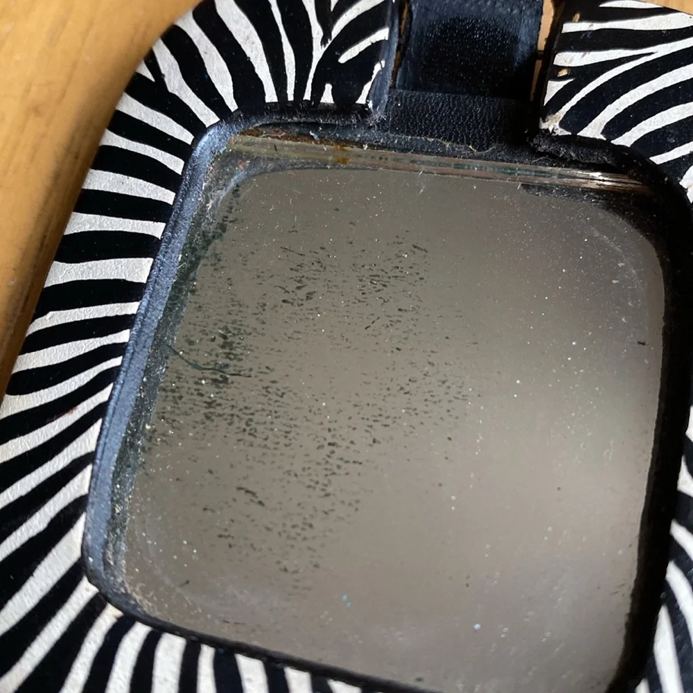 Vintage mirror leather frame Zebra in pre-owned condition